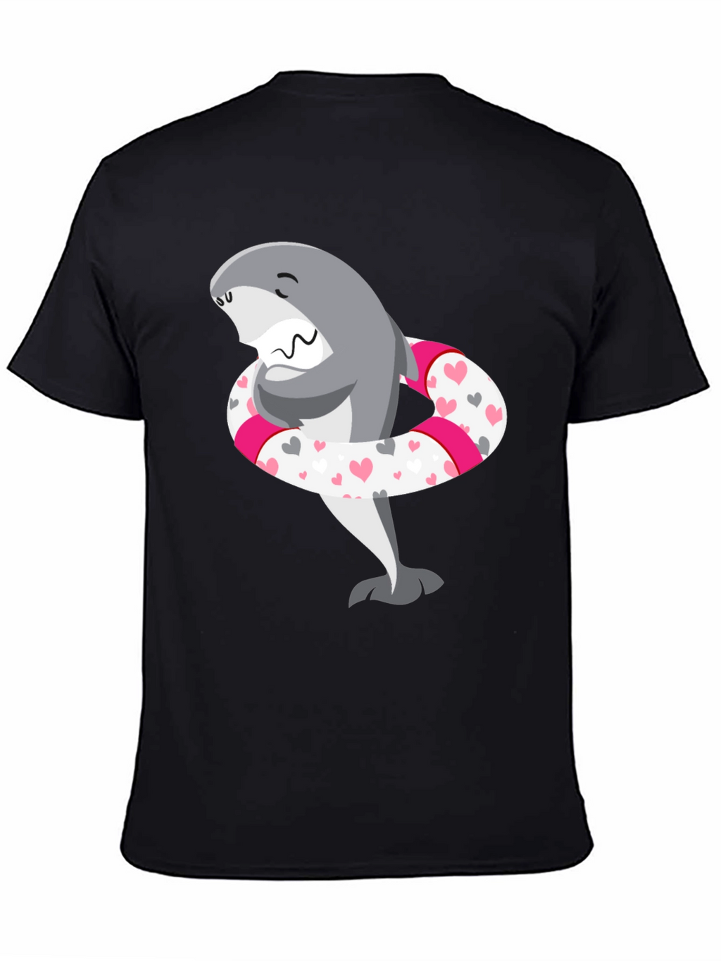 Shark in Heart Tube Mens Black T-Shirt
