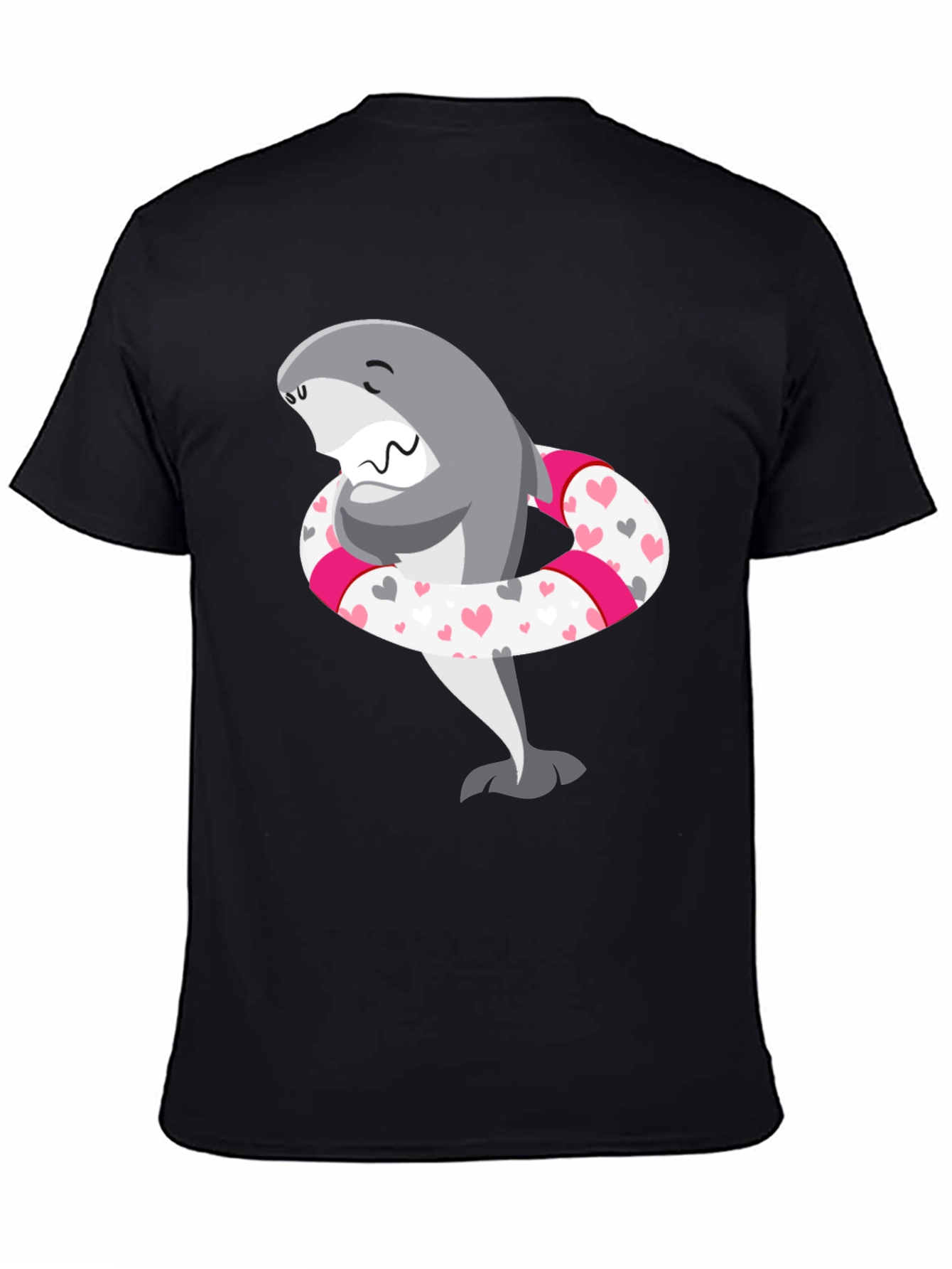 Shark in Heart Tube Mens Black T-Shirt