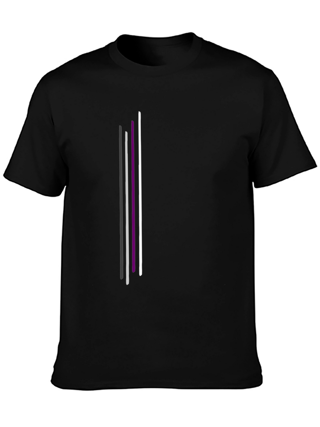 Asexual Pride Vertical Stripes Black T-Shirt