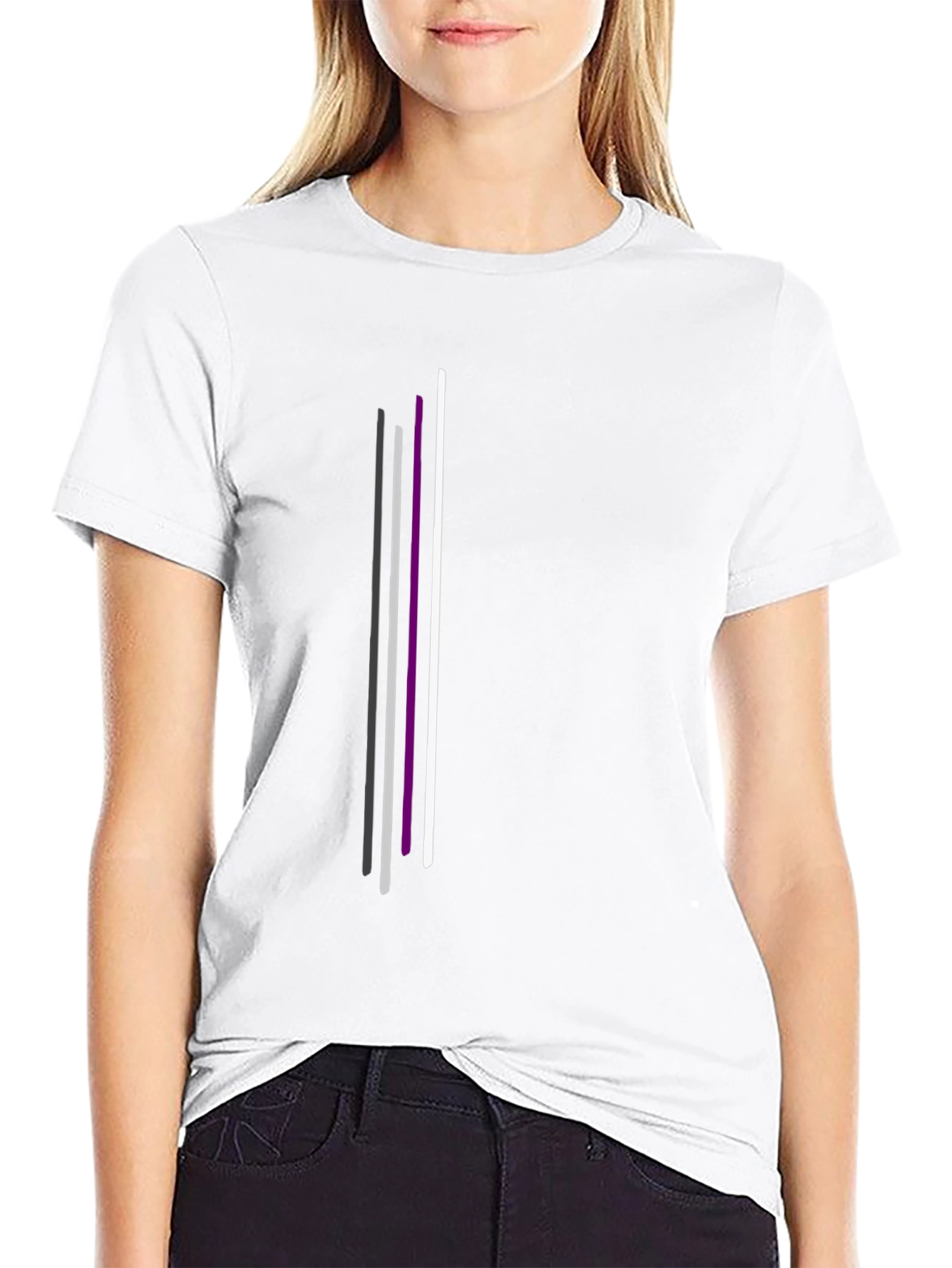 Asexual Pride Vertical Stripes Black T-Shirt