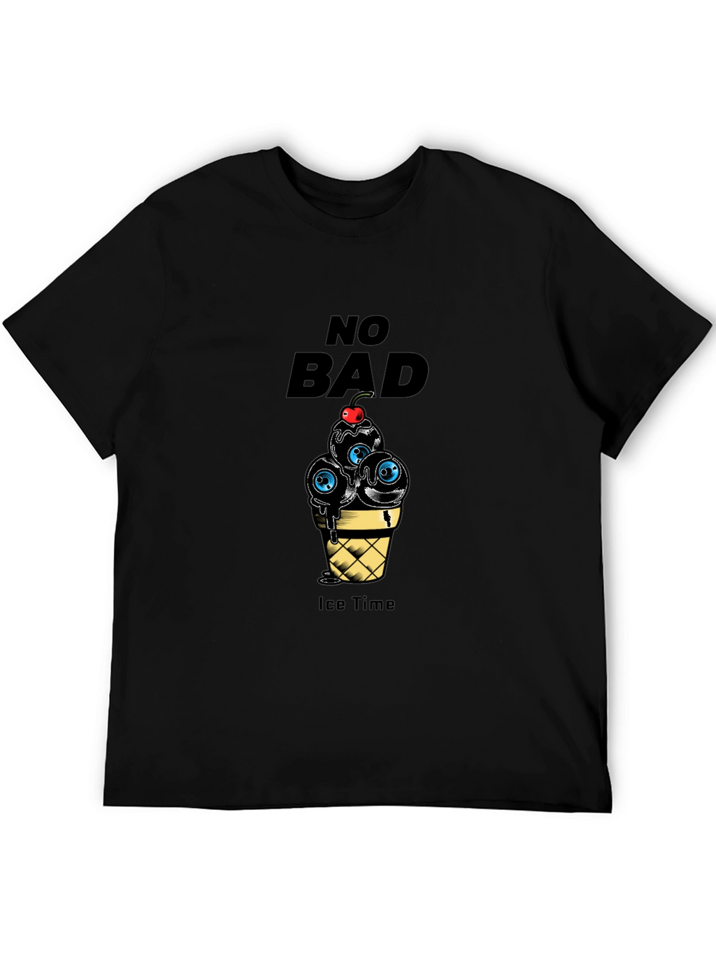 No Bad Ice Time Black Graphic T-Shirt