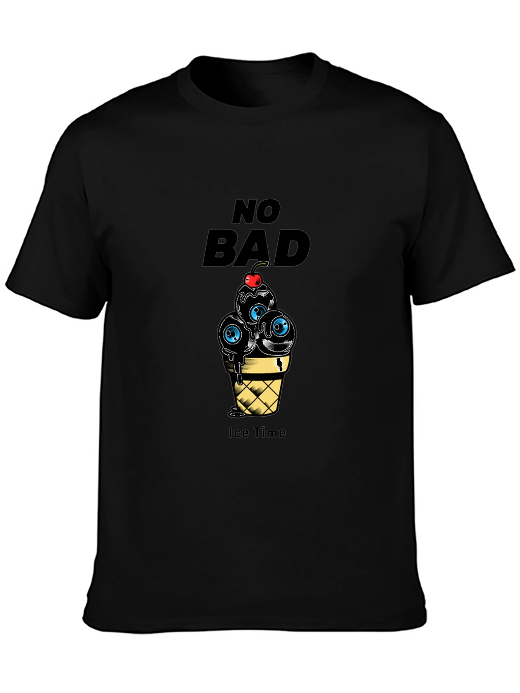 No Bad Ice Time Black Graphic T-Shirt