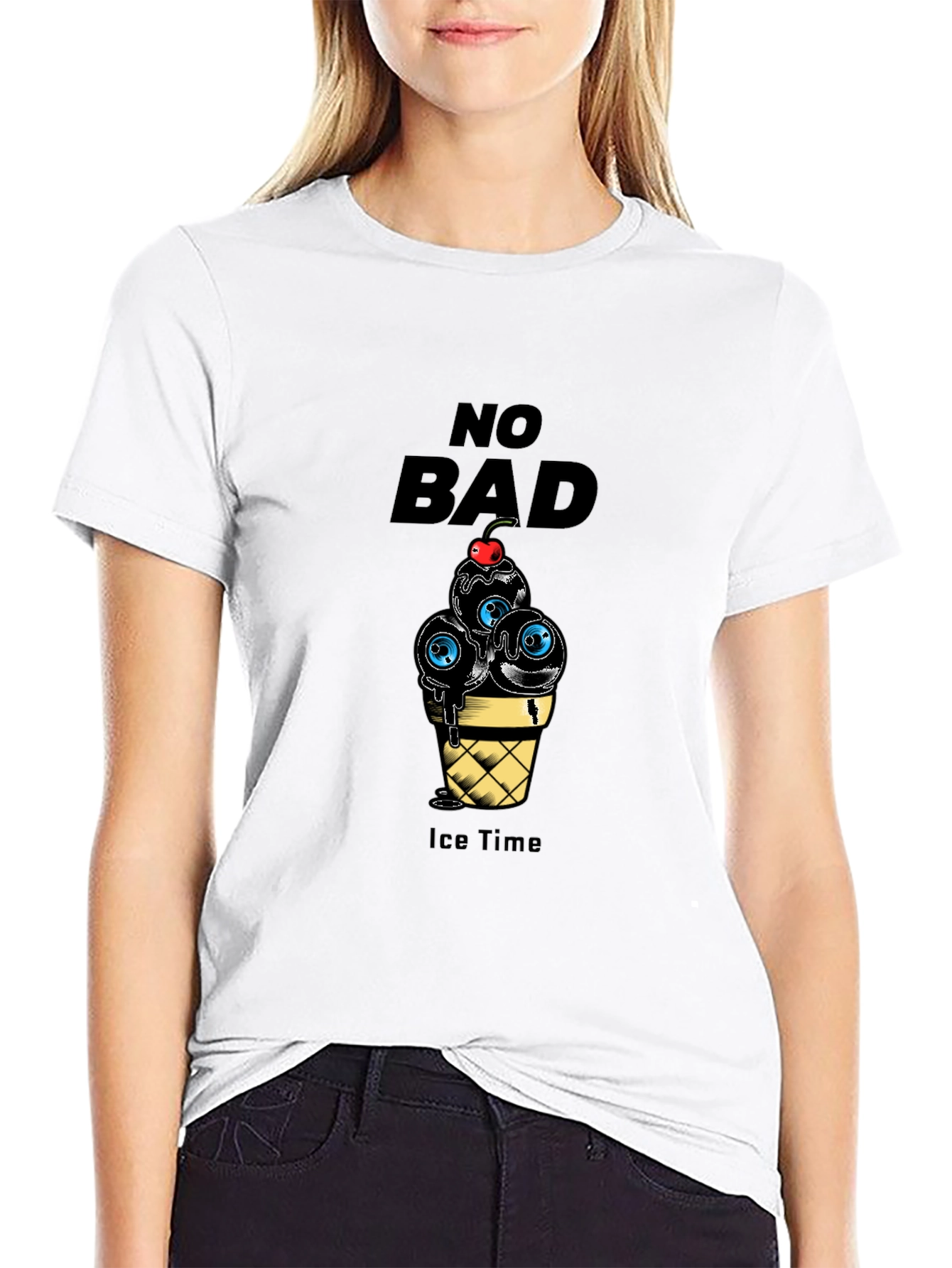 No Bad Ice Time Black Graphic T-Shirt
