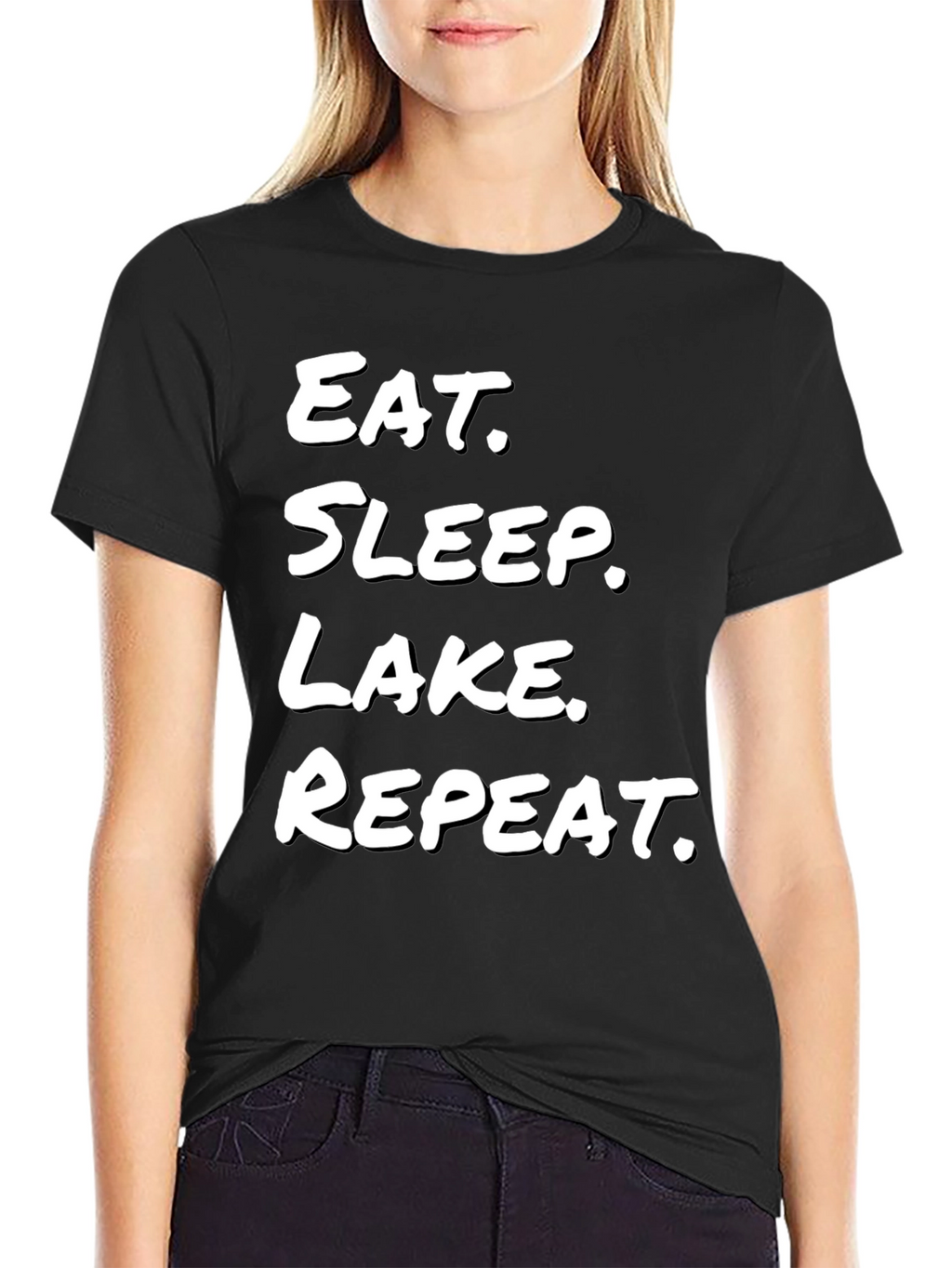 Eat. Sleep. Lake. Repeat. Black T-Shirt