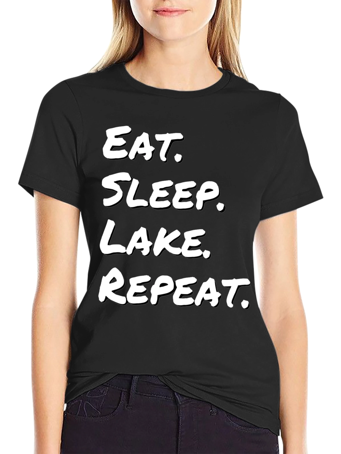 Eat. Sleep. Lake. Repeat. Black T-Shirt