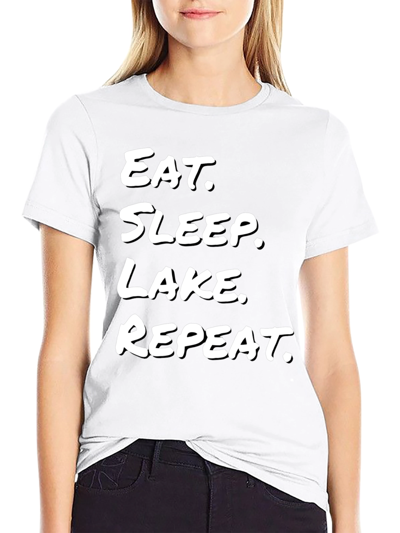 Eat. Sleep. Lake. Repeat. Black T-Shirt
