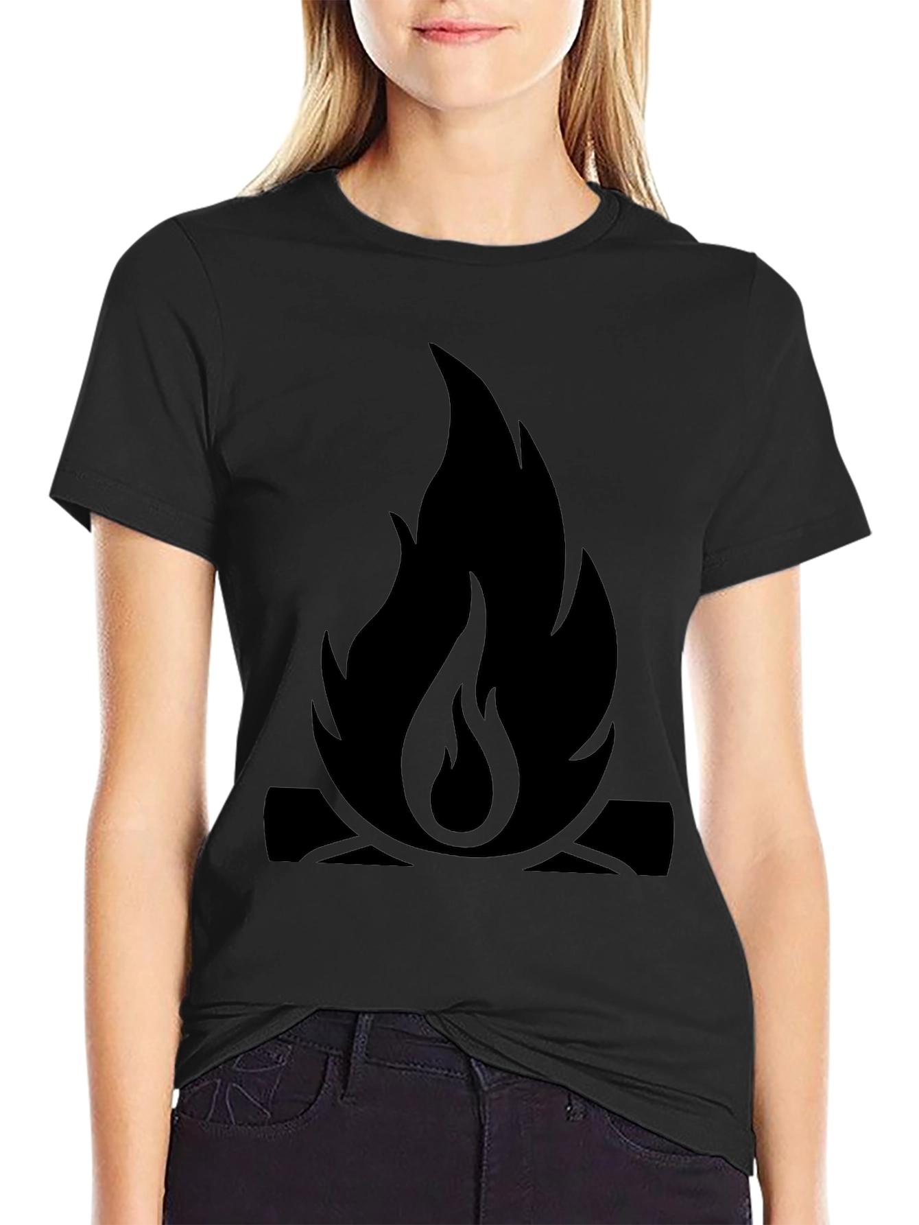 Campfire Graphic Tee - Black Cotton Casual