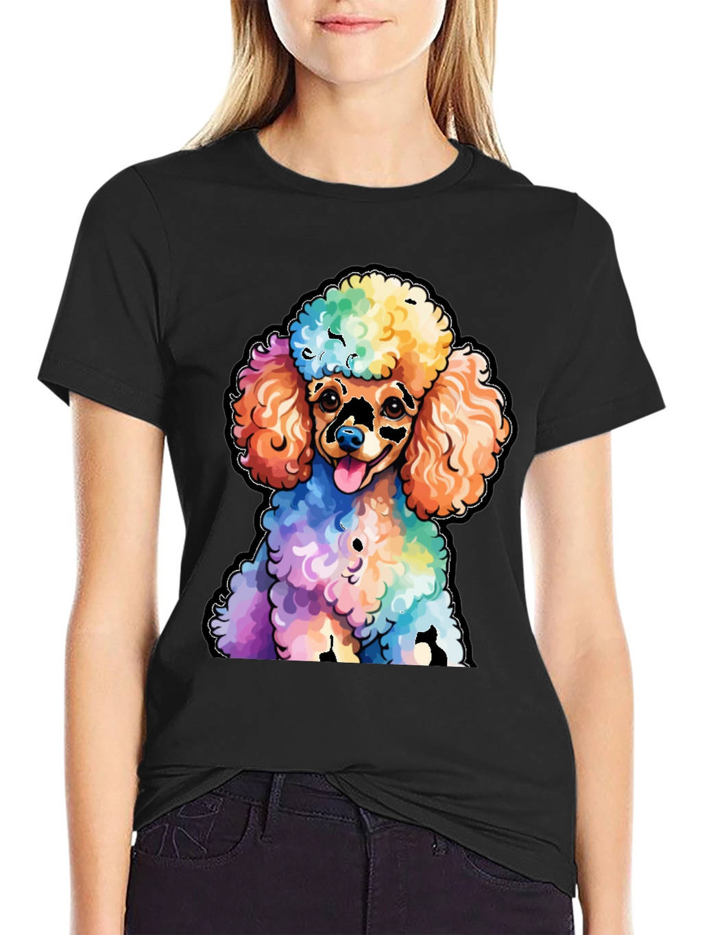 Rainbow Poodle Graphic T-Shirt