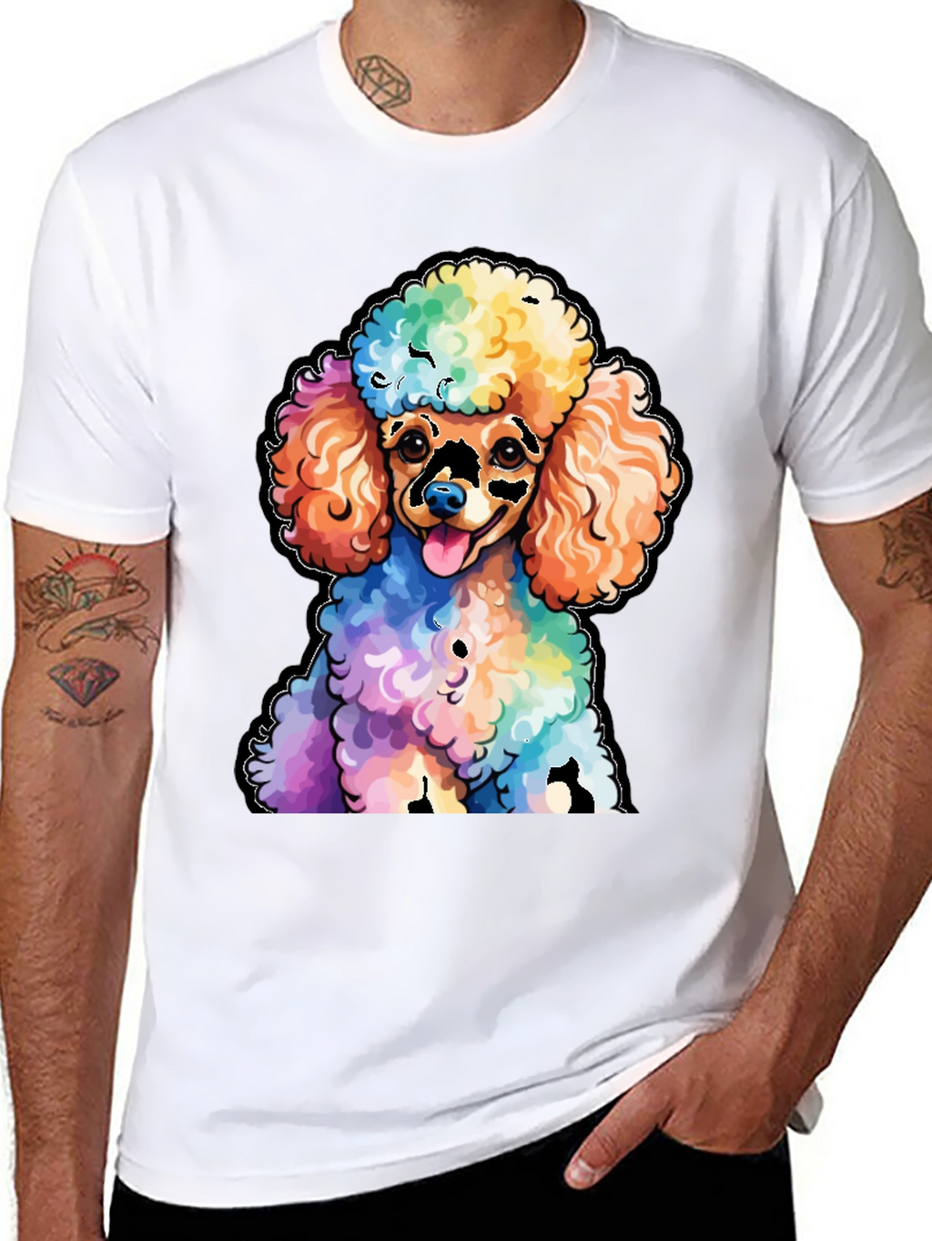 Rainbow Poodle Graphic T-Shirt