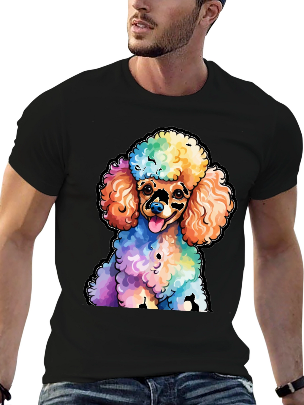 Rainbow Poodle Graphic T-Shirt