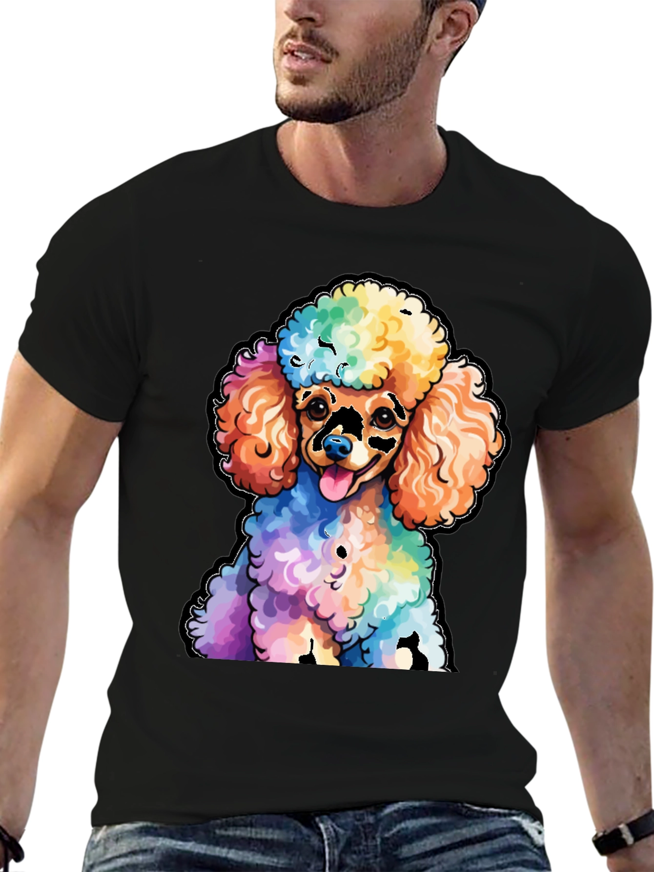 Rainbow Poodle Graphic T-Shirt
