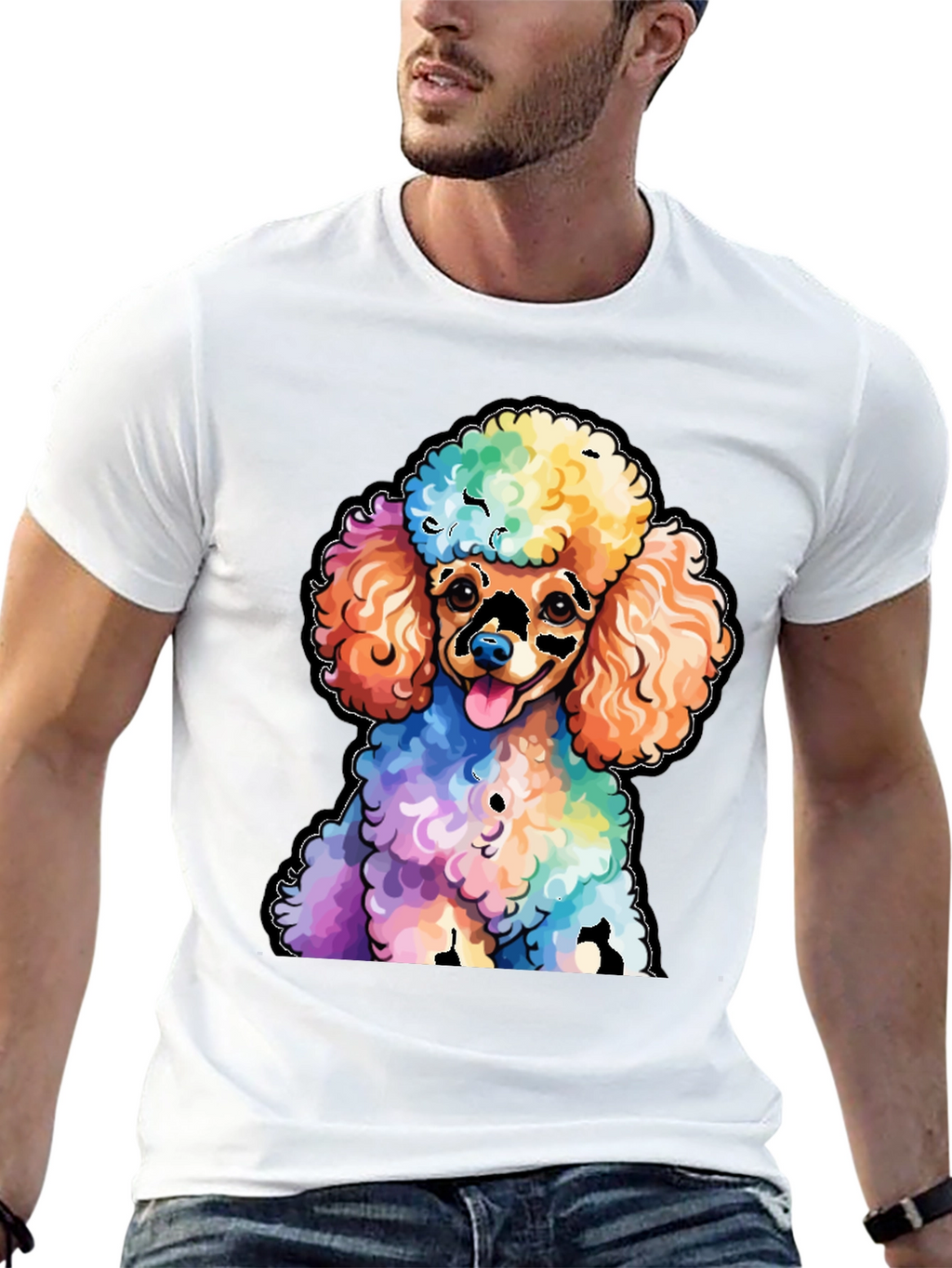 Rainbow Poodle Graphic T-Shirt