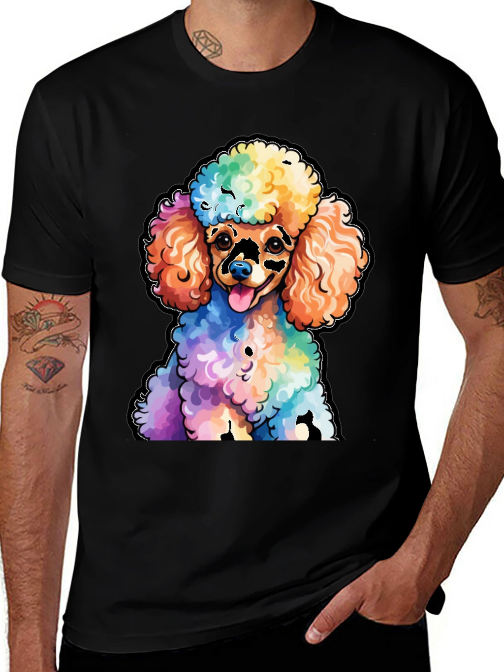 Rainbow Poodle Graphic T-Shirt