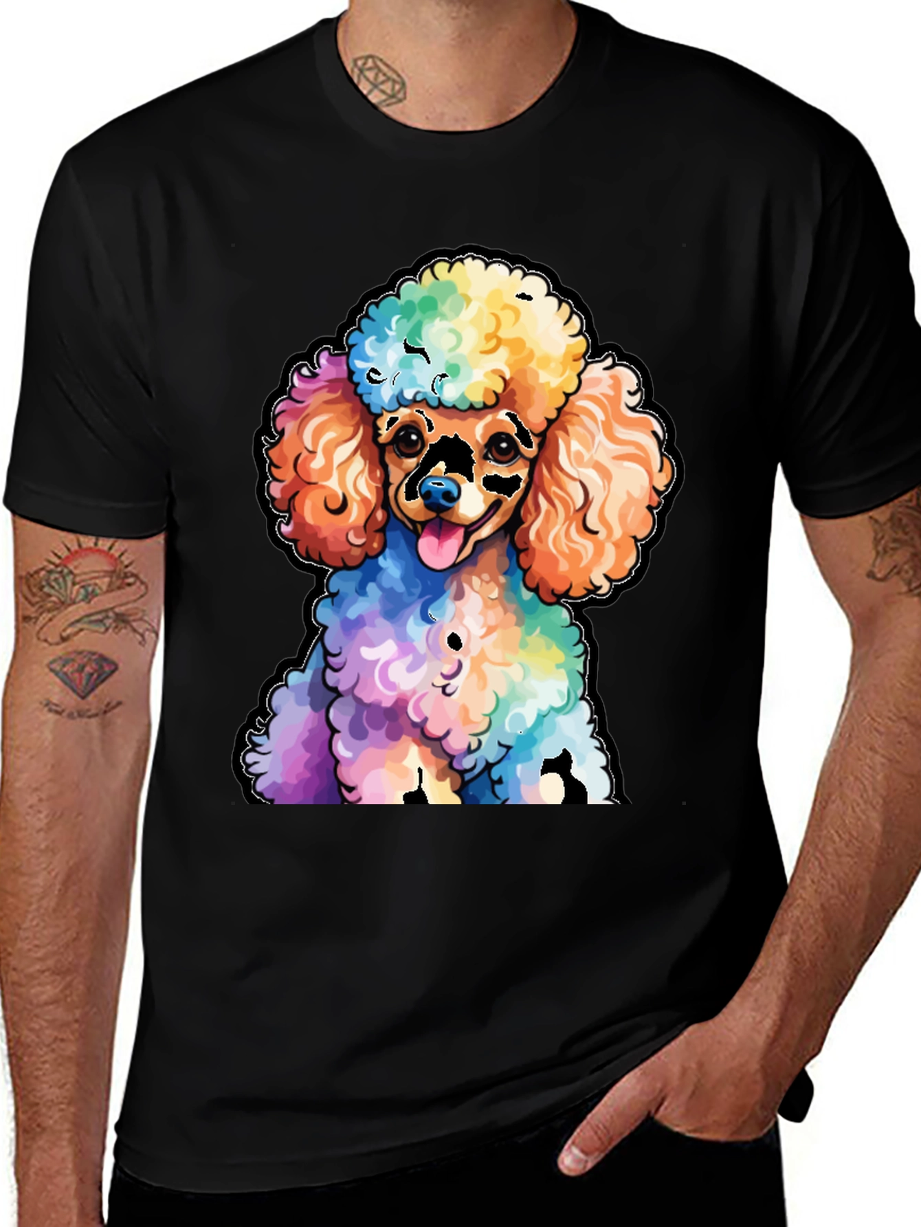 Rainbow Poodle Graphic T-Shirt