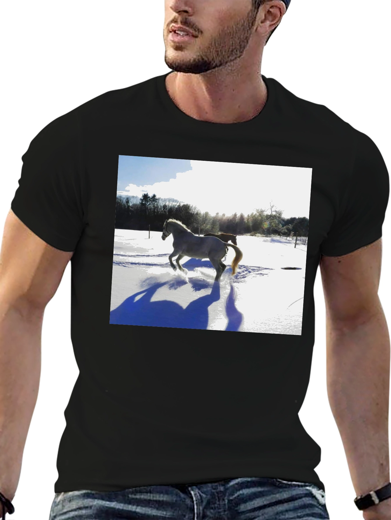 Horse in Snow Graphic T-Shirt