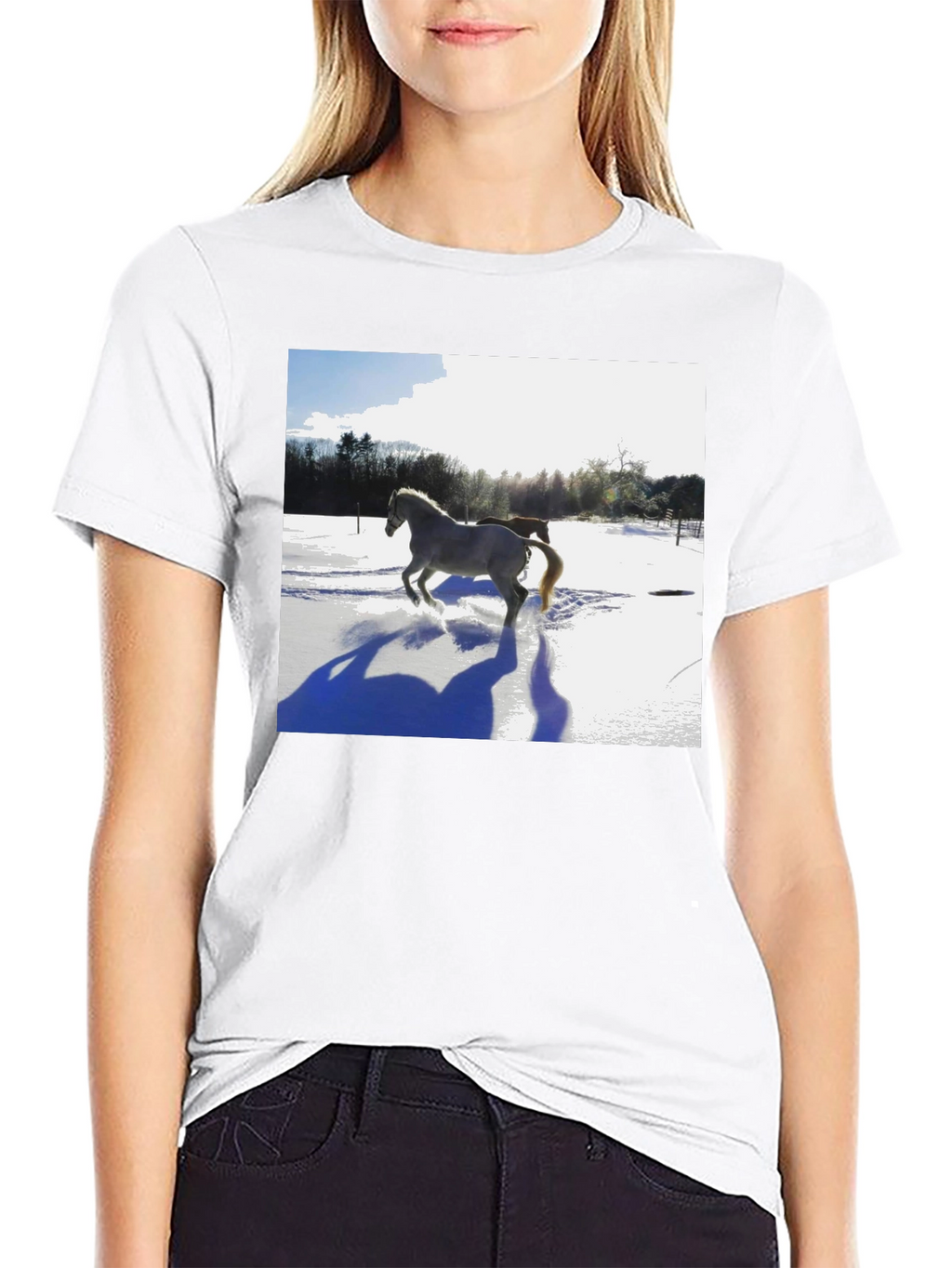 Horse in Snow Graphic T-Shirt