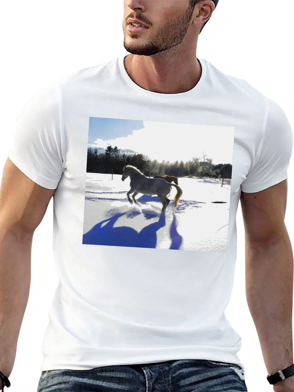 Horse in Snow Graphic T-Shirt
