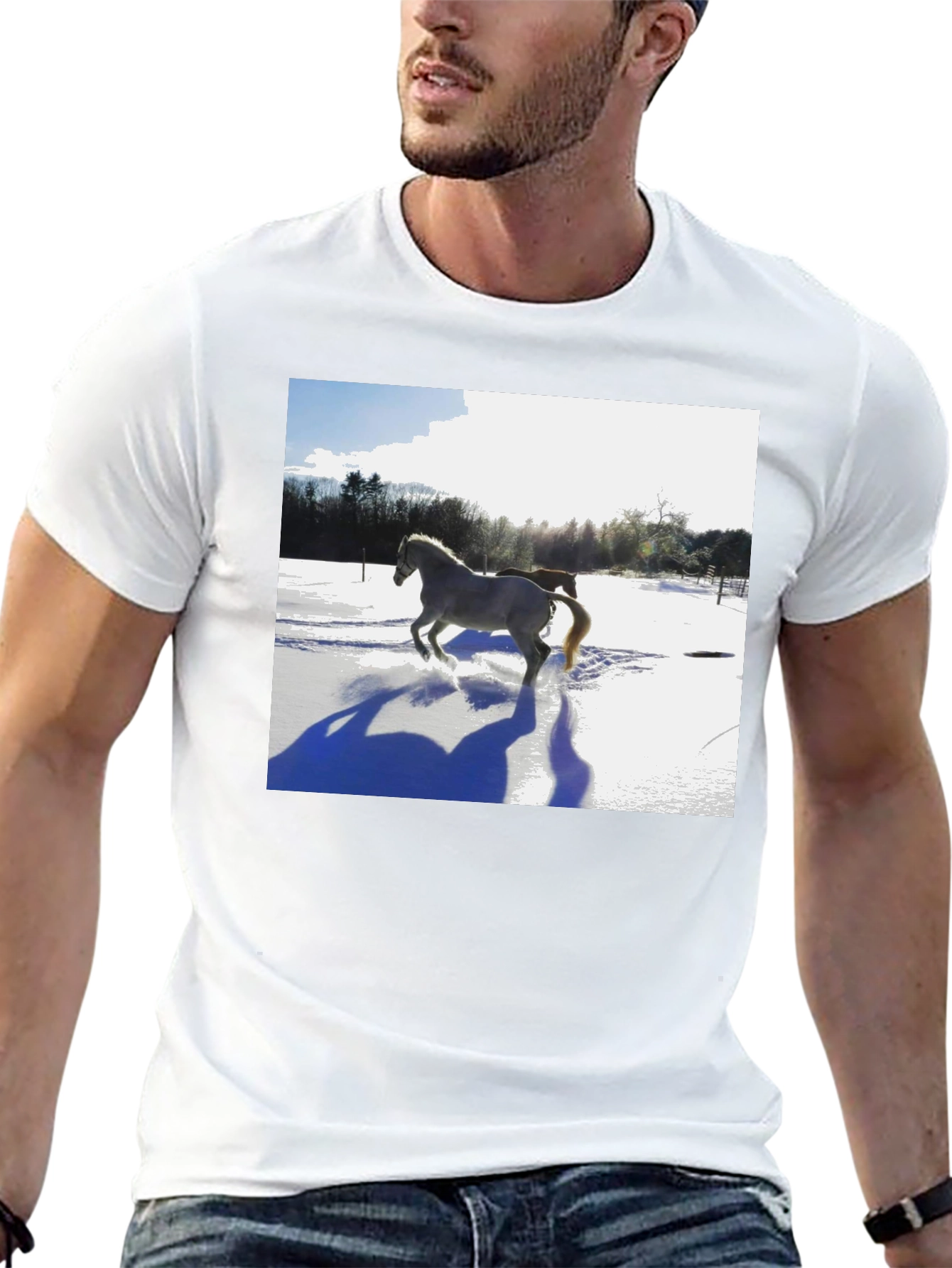 Horse in Snow Graphic T-Shirt