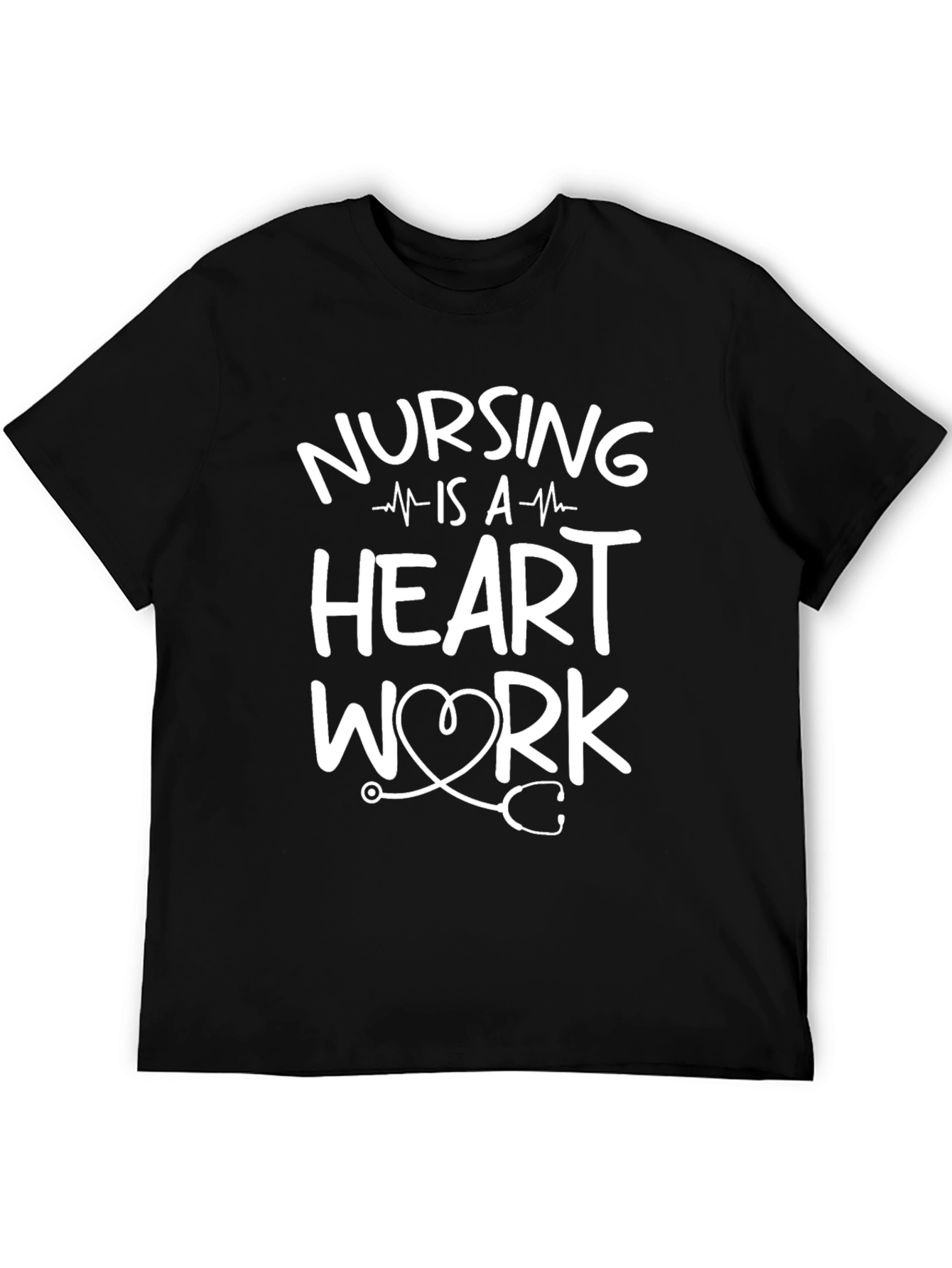 Nursing Is A Work Of Heart Black T-Shirt