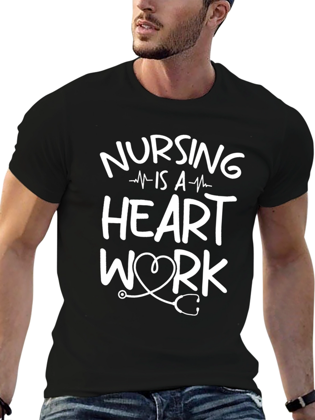 Nursing Is A Work Of Heart Black T-Shirt