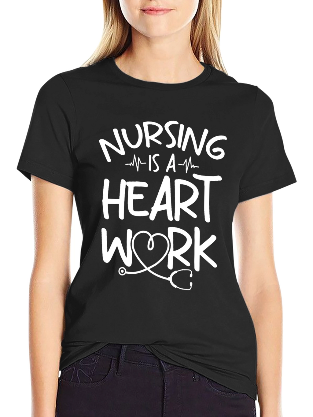 Nursing Is A Work Of Heart Black T-Shirt