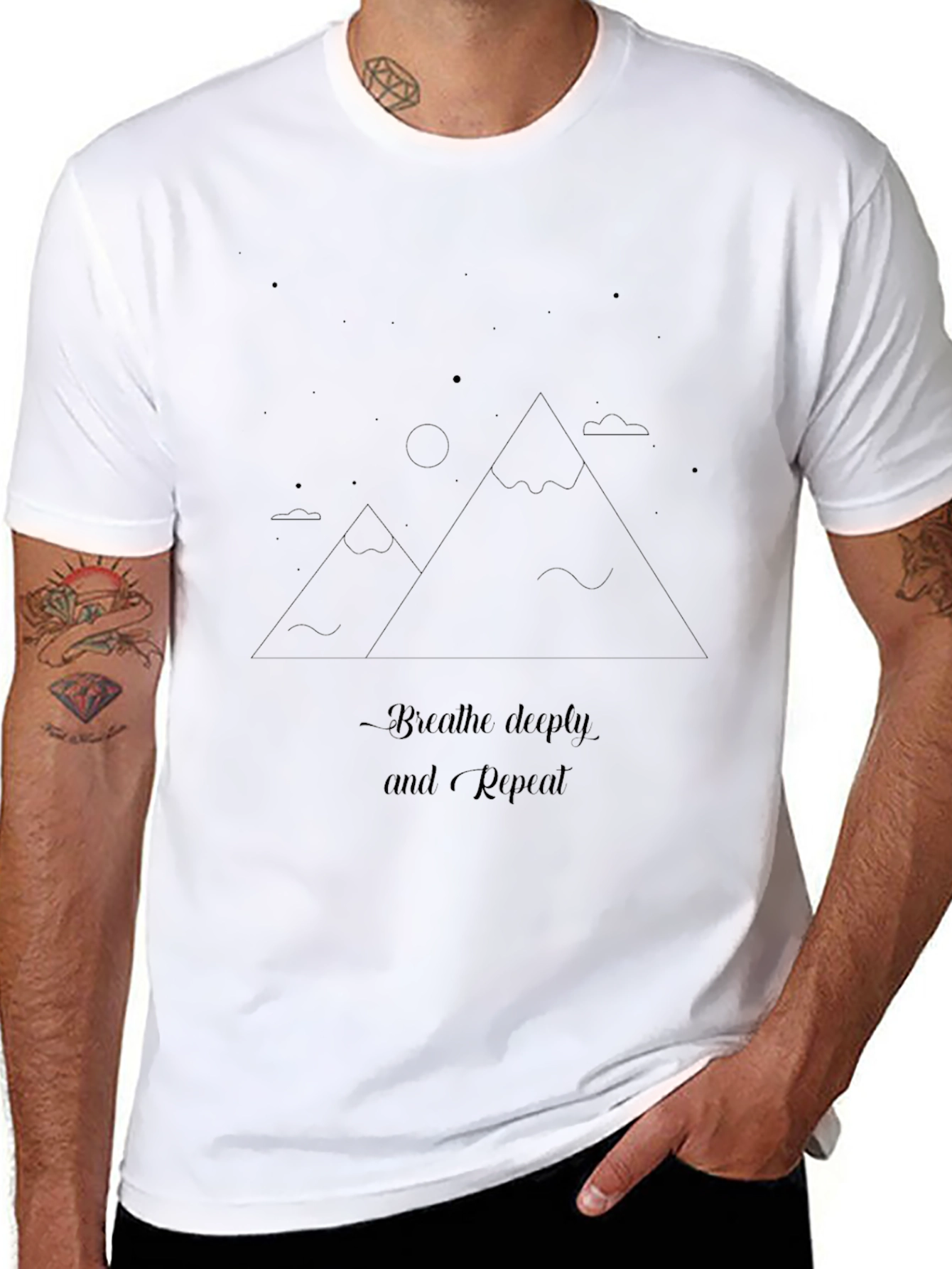 Breathe Deeply T-Shirt - Mountain Design
