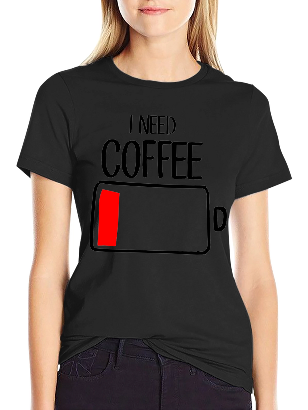 I Need Coffee - Funny Low Battery T-Shirt