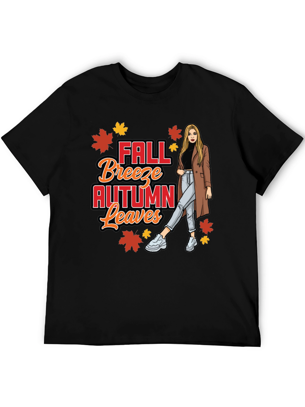 Fall Breeze Autumn Leaves Graphic T-Shirt
