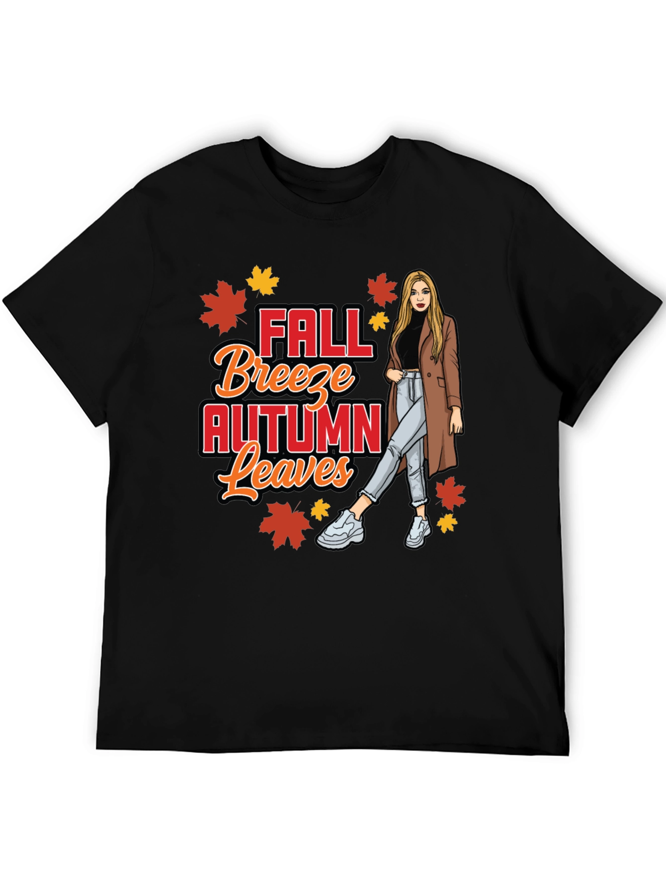 Fall Breeze Autumn Leaves Graphic T-Shirt