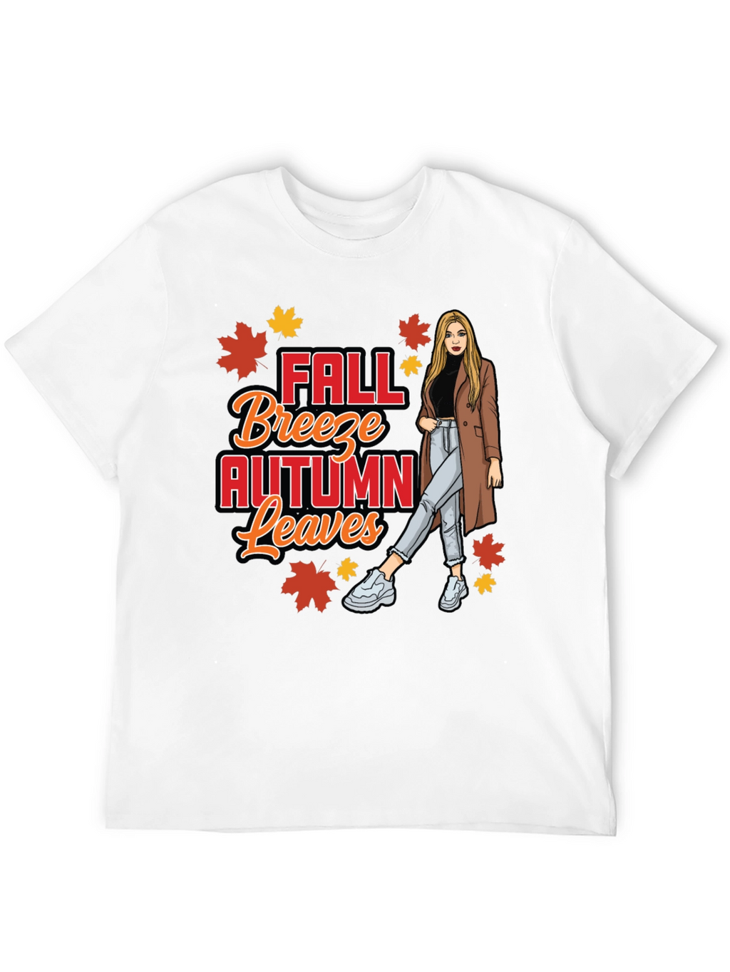 Fall Breeze Autumn Leaves Graphic T-Shirt