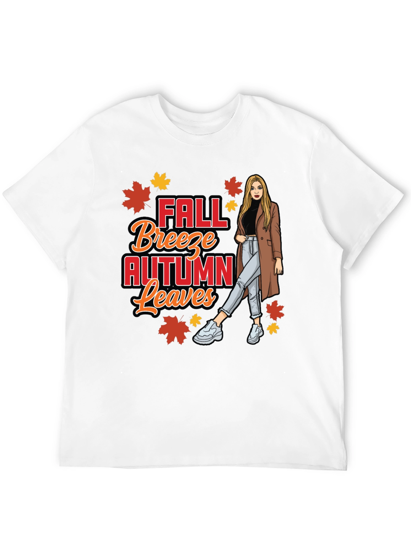 Fall Breeze Autumn Leaves Graphic T-Shirt