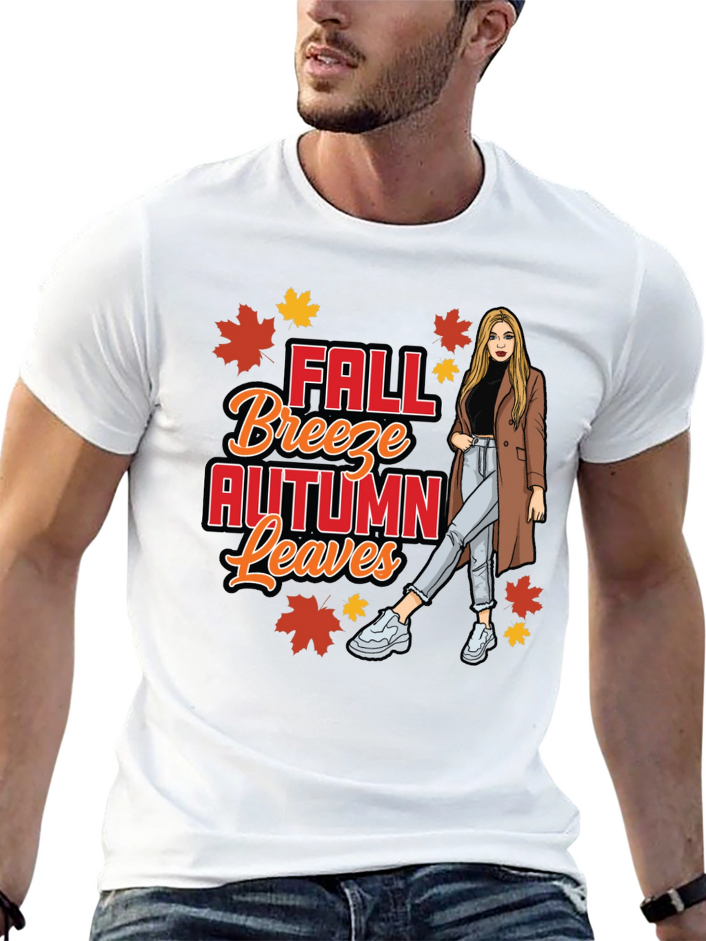 Fall Breeze Autumn Leaves Graphic T-Shirt