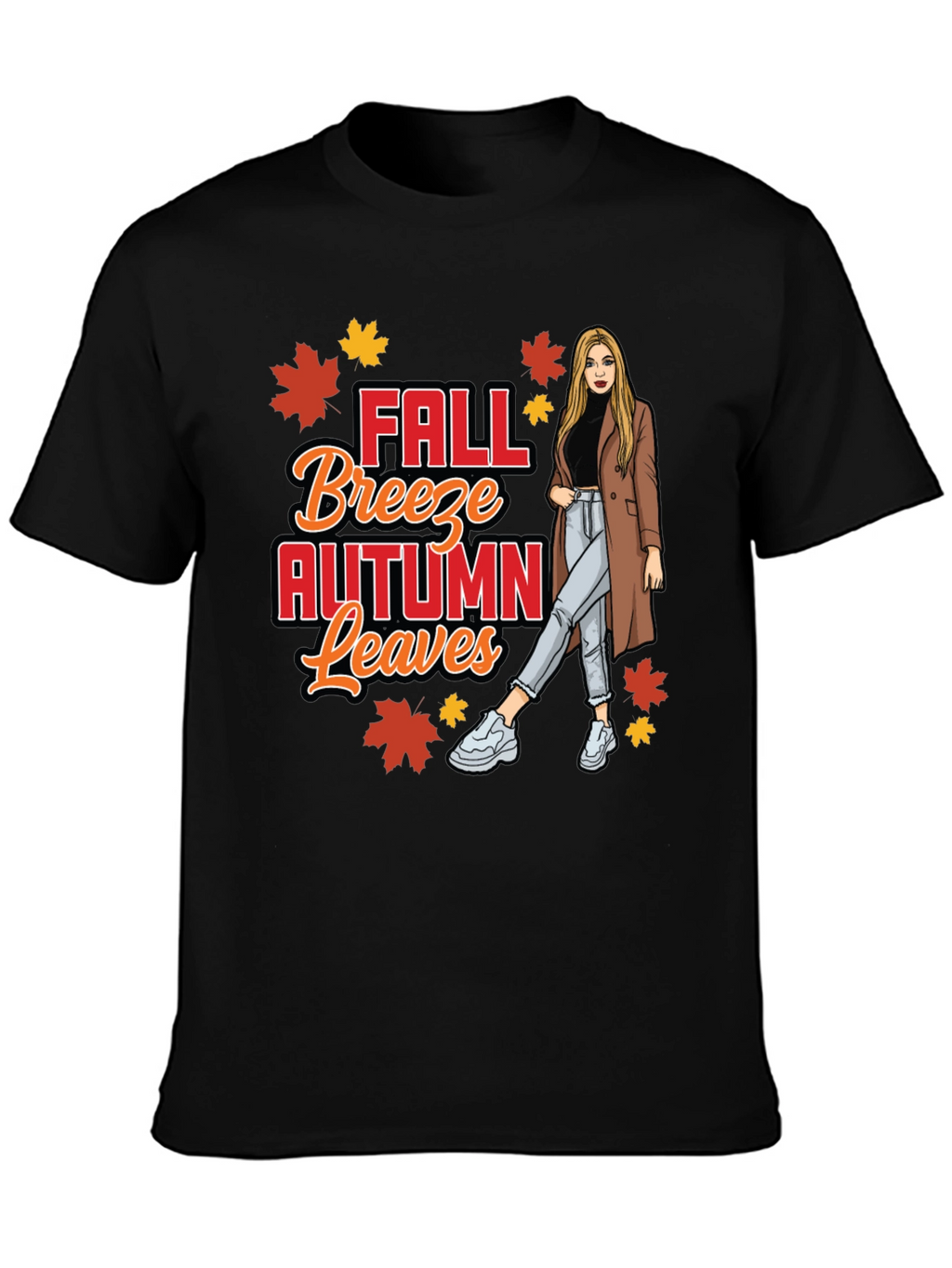 Fall Breeze Autumn Leaves Graphic T-Shirt