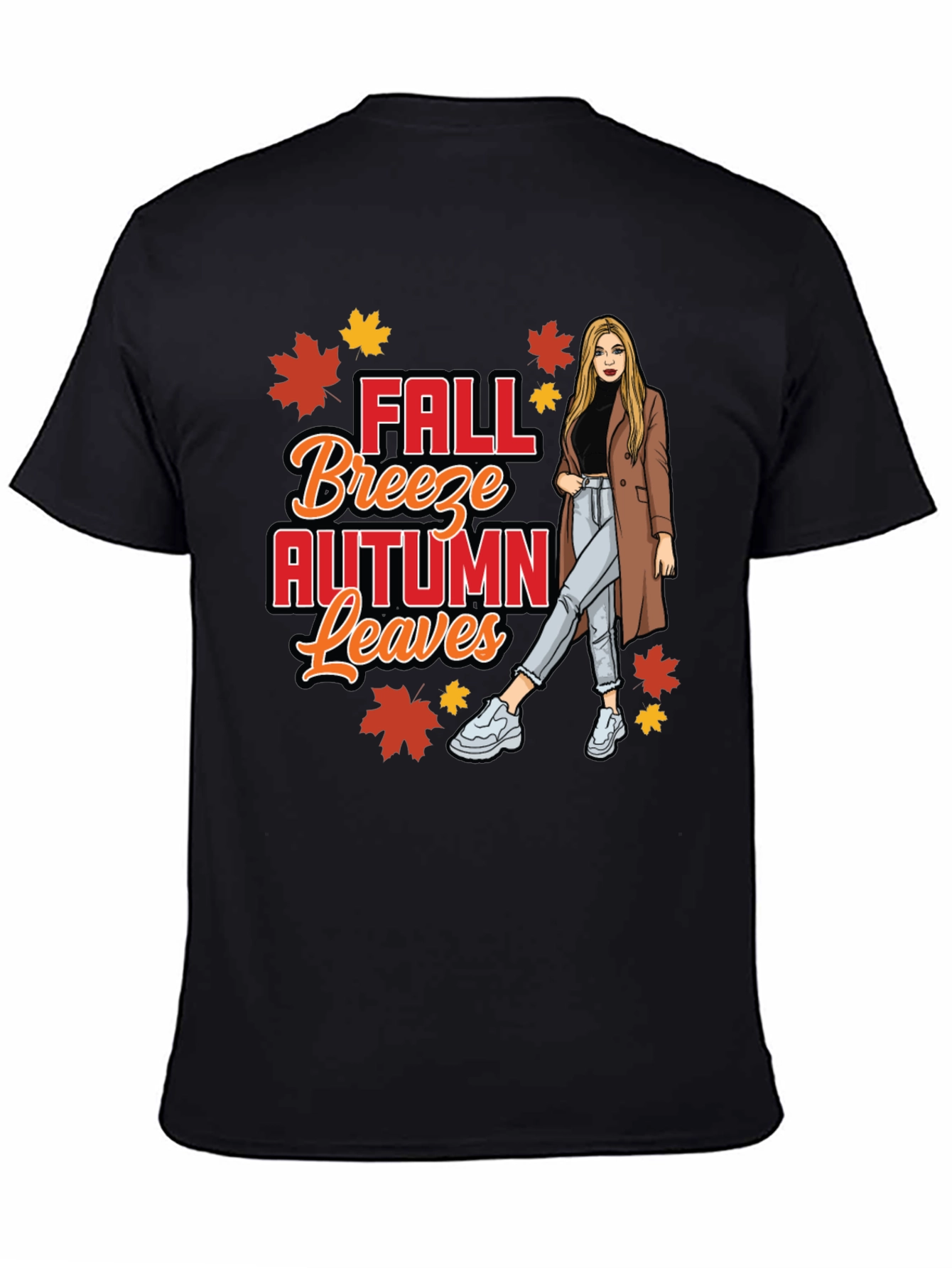 Fall Breeze Autumn Leaves Graphic T-Shirt