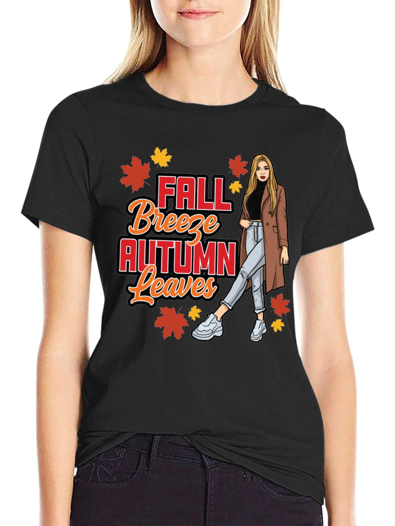 Fall Breeze Autumn Leaves Graphic T-Shirt