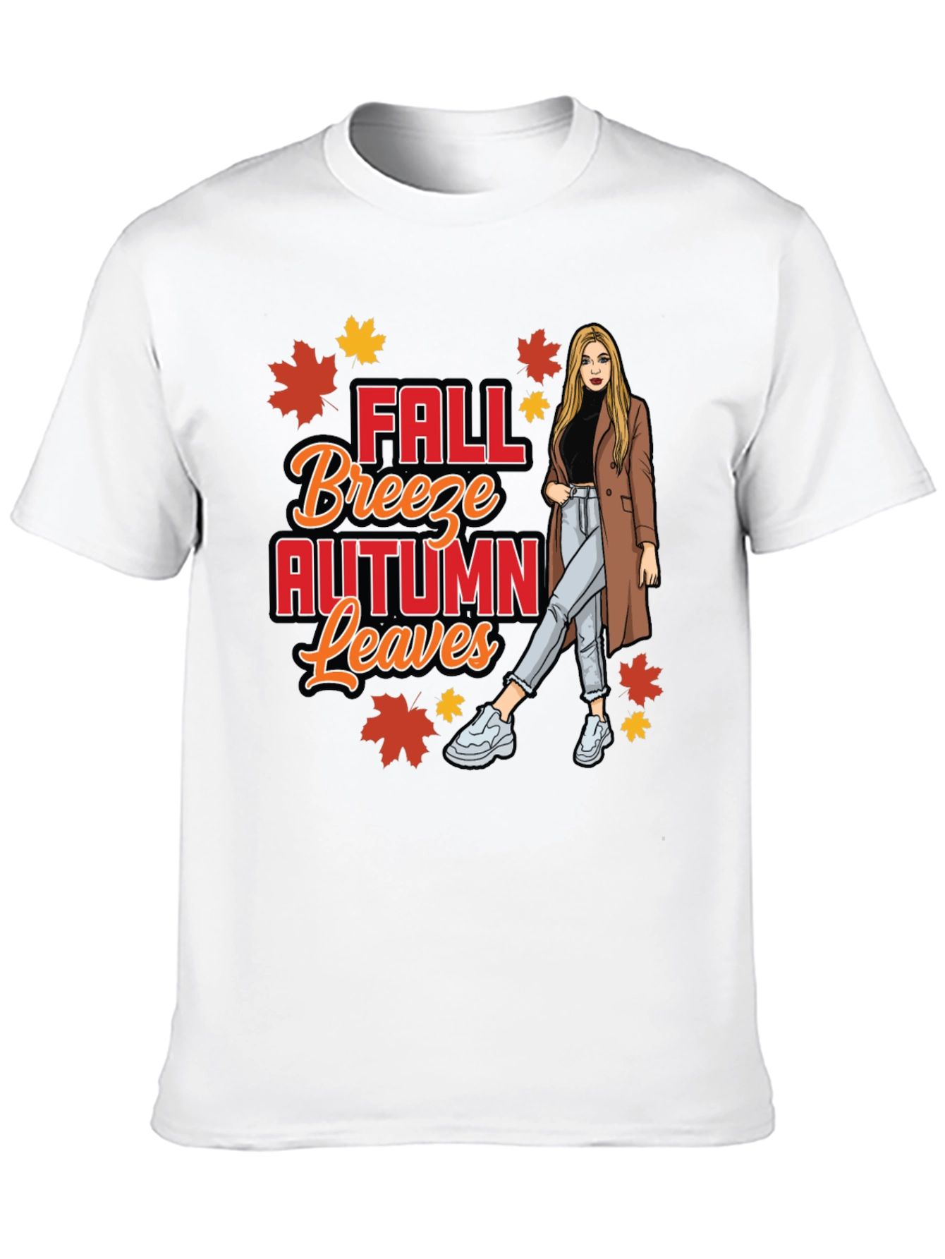 Fall Breeze Autumn Leaves Graphic T-Shirt