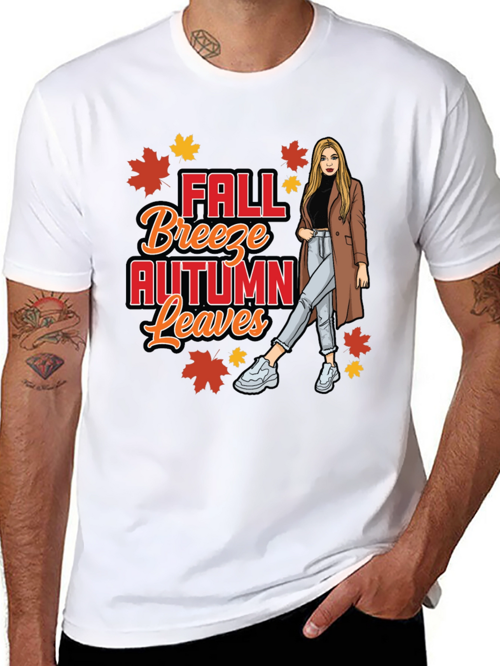Fall Breeze Autumn Leaves Graphic T-Shirt