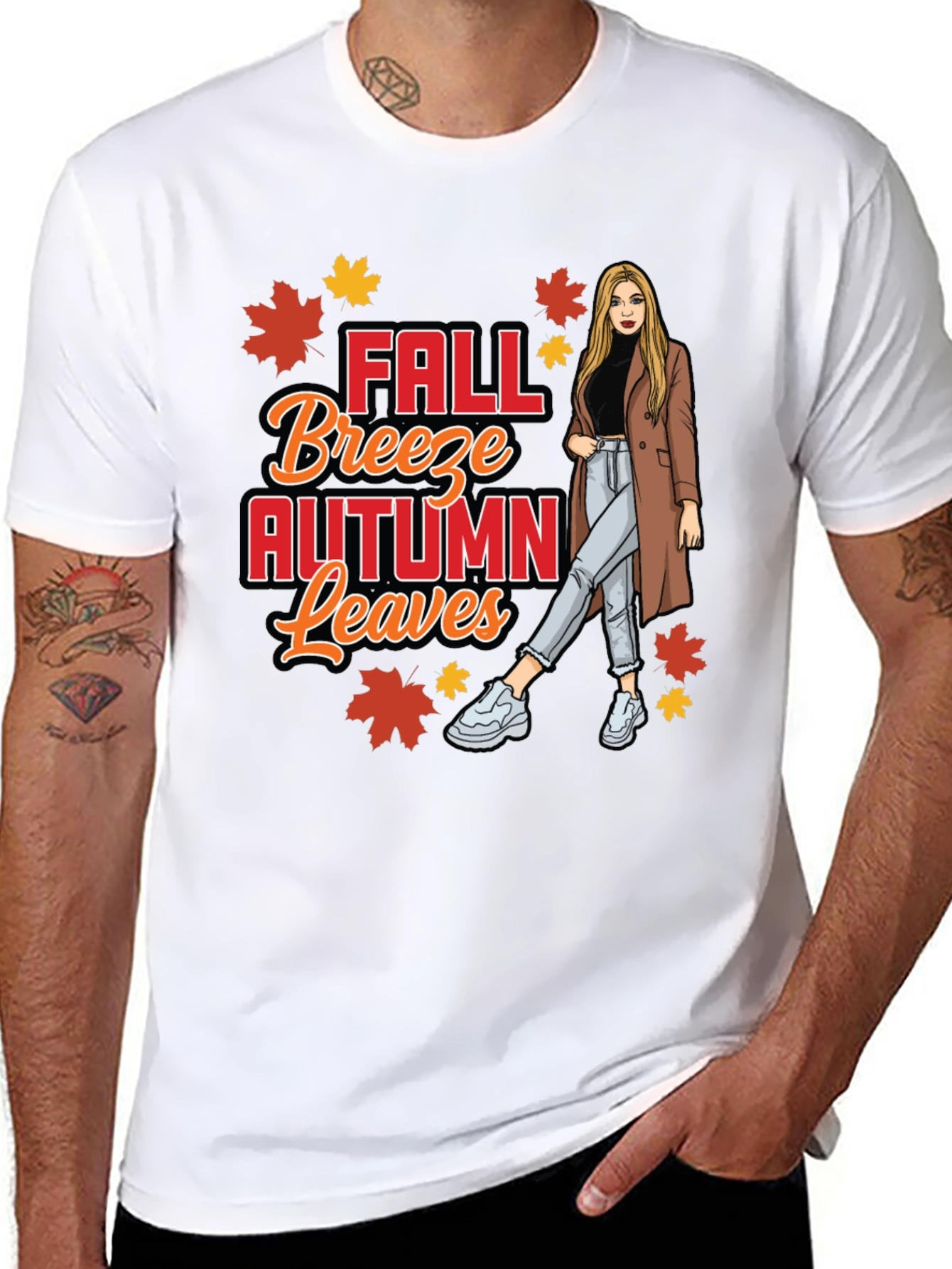 Fall Breeze Autumn Leaves Graphic T-Shirt