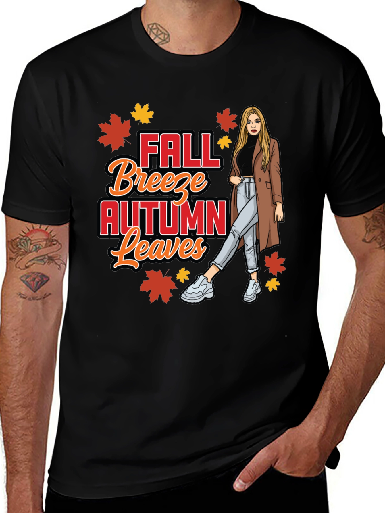 Fall Breeze Autumn Leaves Graphic T-Shirt