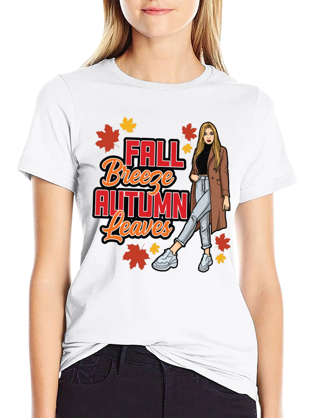 Fall Breeze Autumn Leaves Graphic T-Shirt