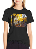 Autumn Trees Graphic Tee - Nature Inspired Black T-Shirt