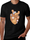 Steampunk Heart Graphic Black T-Shirt