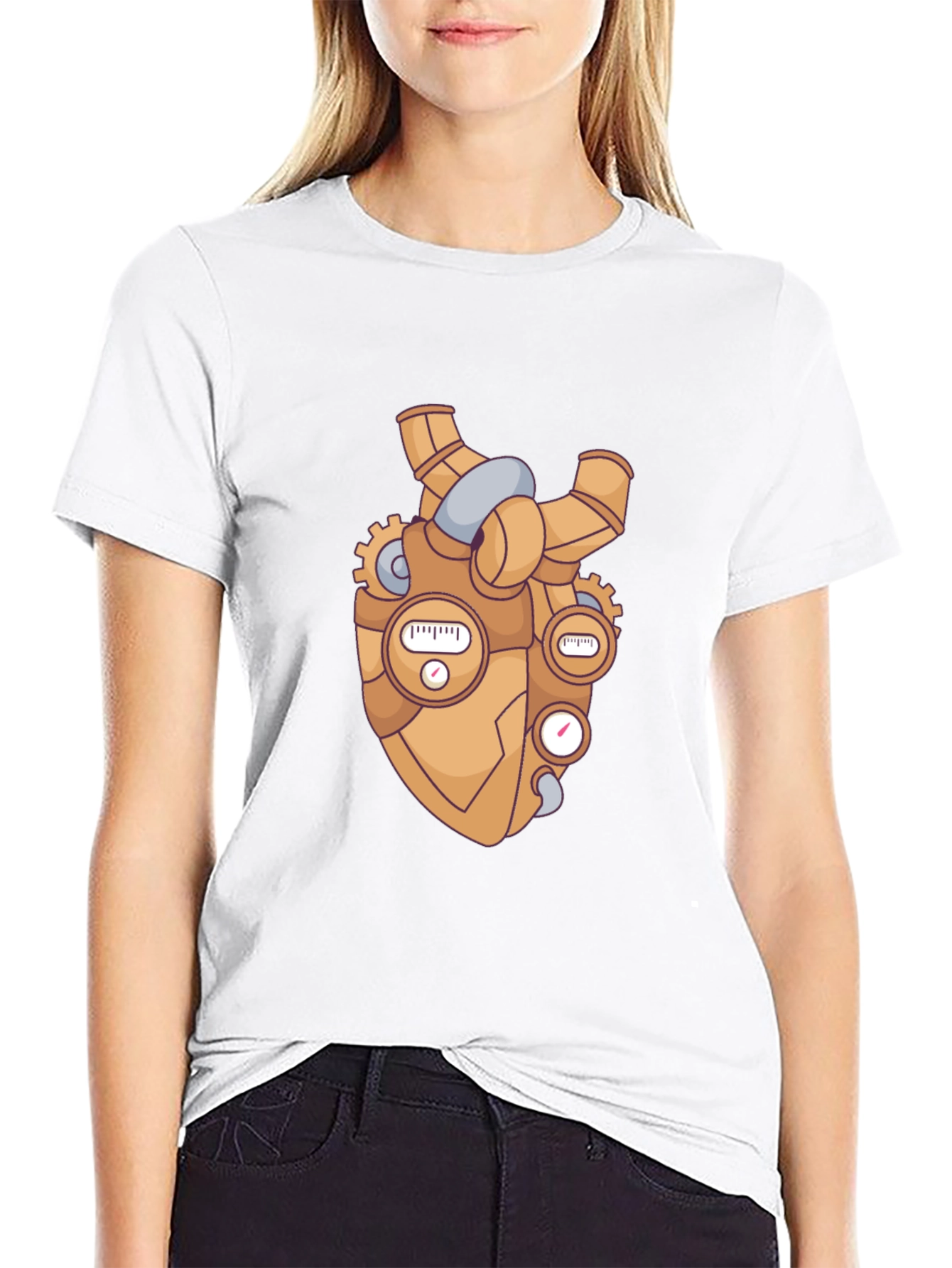 Steampunk Heart Graphic Black T-Shirt