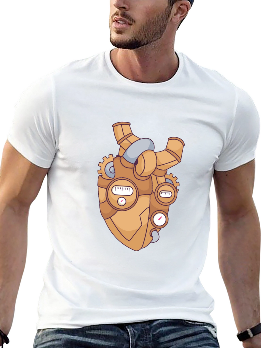 Steampunk Heart Graphic Black T-Shirt