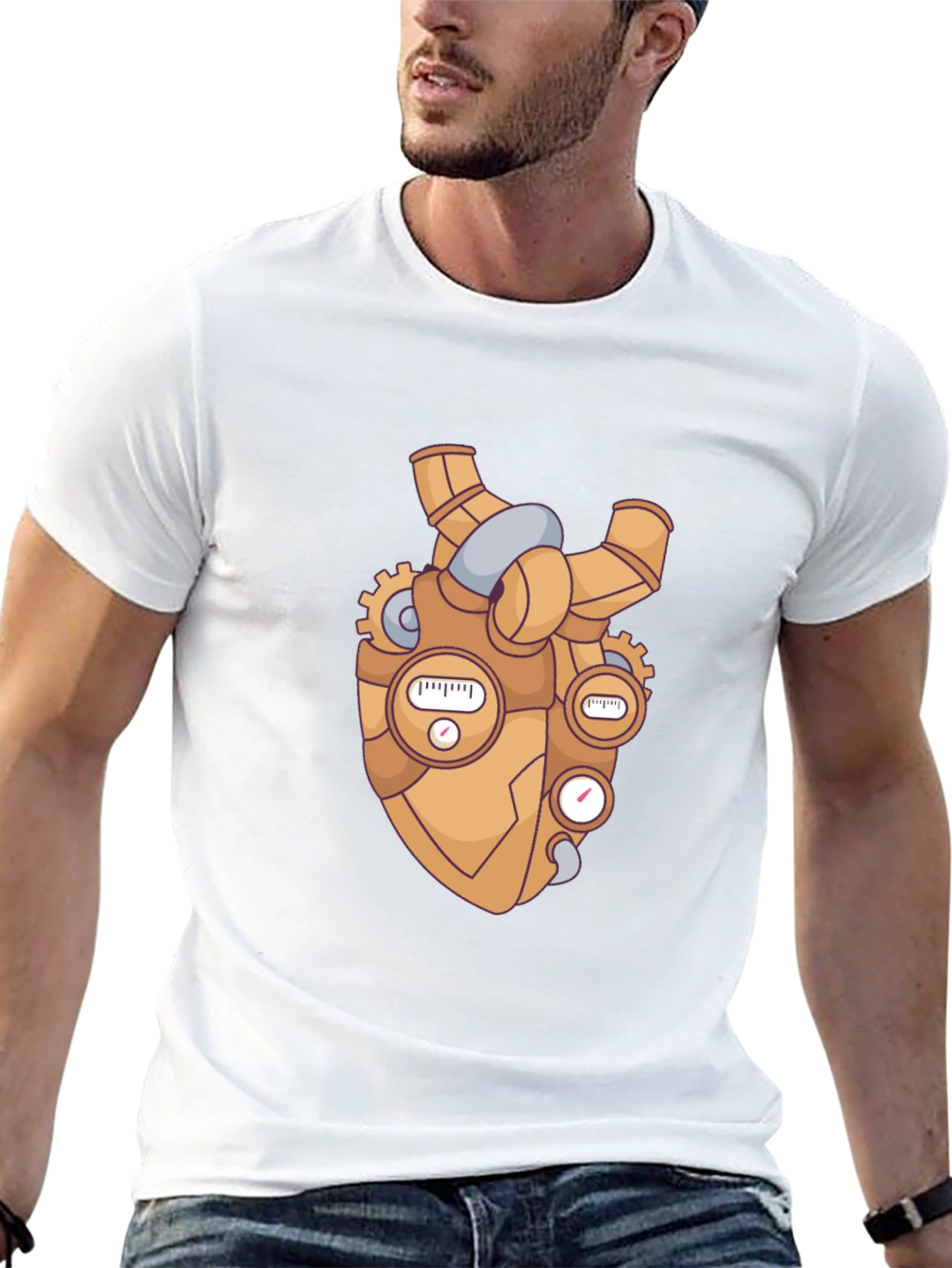 Steampunk Heart Graphic Black T-Shirt