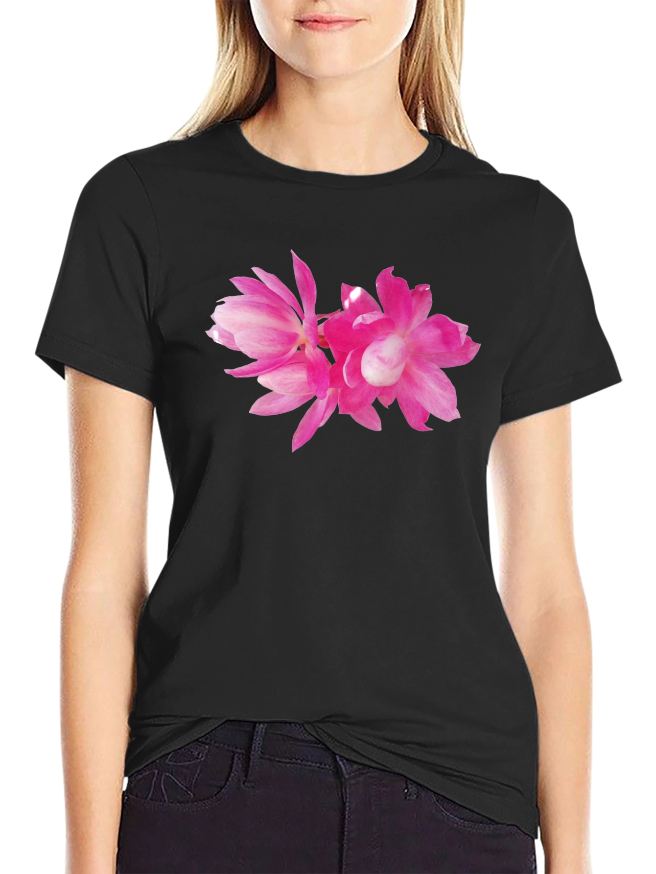 Pink Flower Graphic T-Shirt