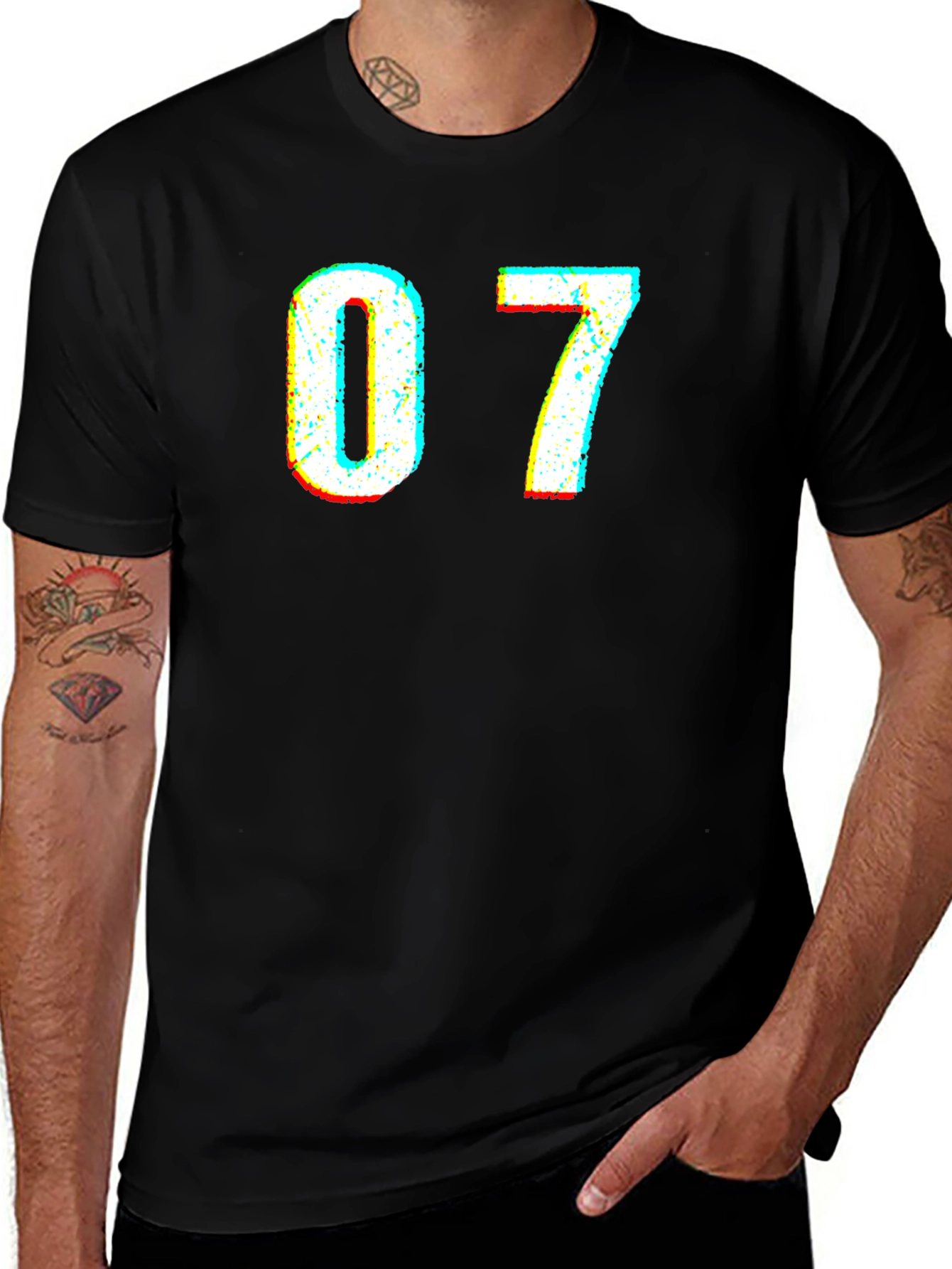07 Glitch Tee - Black Short Sleeve Crew Neck