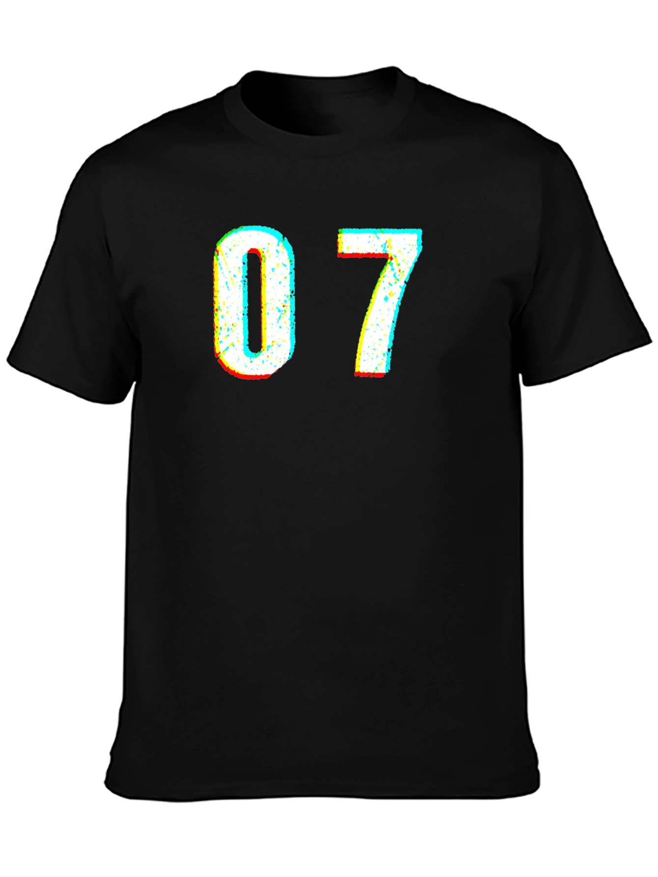 07 Glitch Tee - Black Short Sleeve Crew Neck