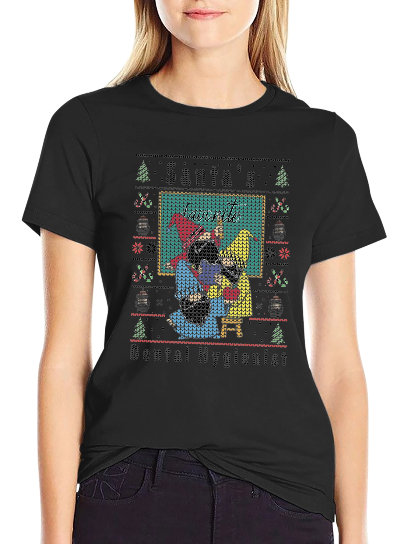 Santas Dental Hygienist Ugly Christmas Sweater T-Shirt