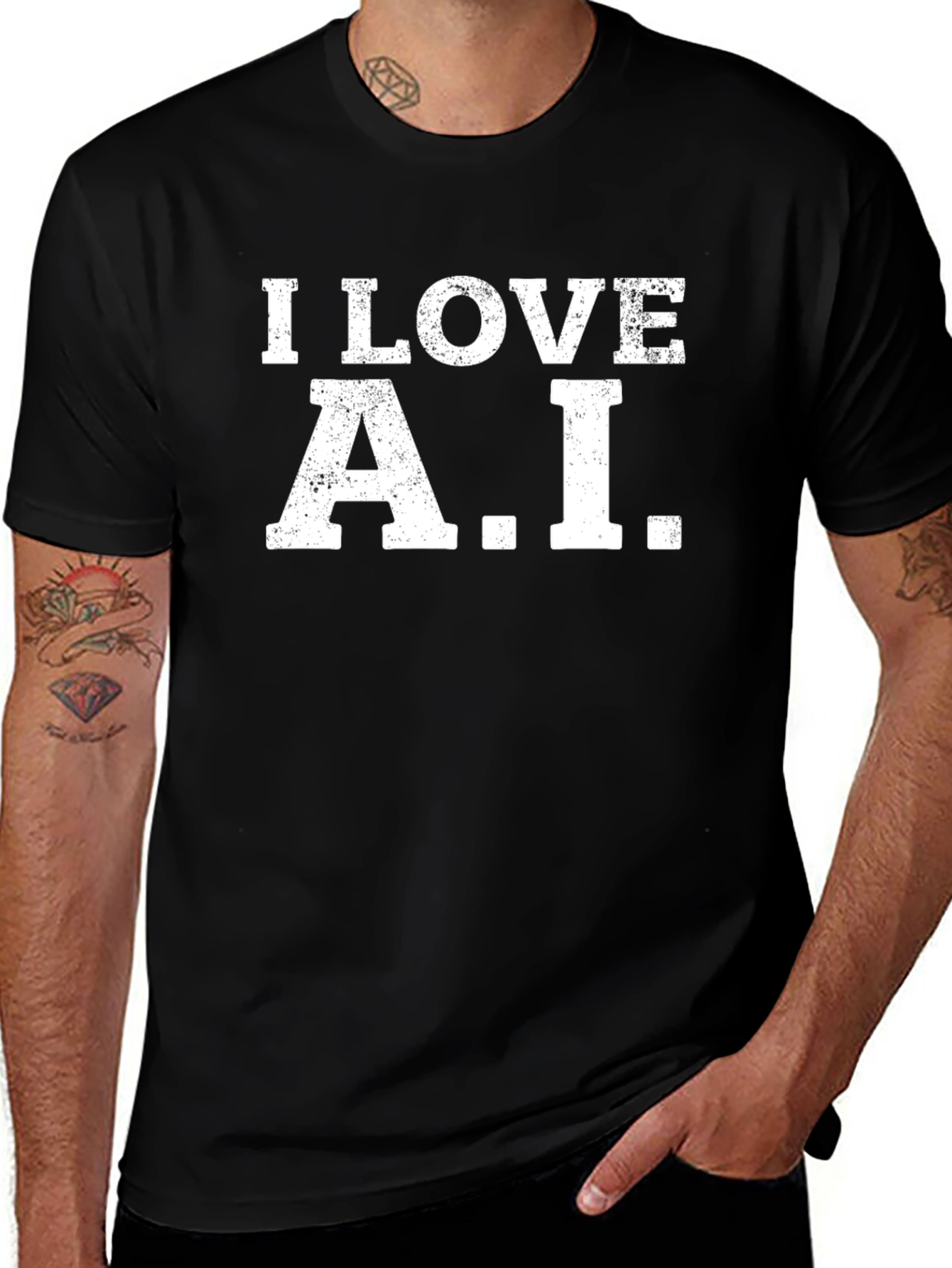 I Love A.I. Black T-Shirt - Trendy Graphic Tee